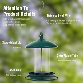 Bird Feeder for Outdoors, Holds 1.50LB Seeds,