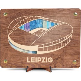 Leipzig Geldkarte - XL Geldgeschenk aus Holz inkl. Ständer | Leipzig - Leipzig Fanartikel, Leipzig Geschenk, Karte für Leipzig Fans, Geschenk Leipzig