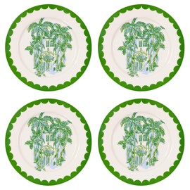 Lilly Pulitzer Ceramic Salad and Dessert Plates Set of 4, Tropical Serveware (Endless Summer Motif)