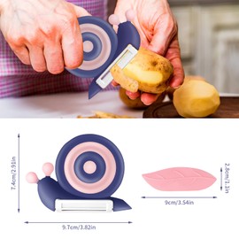 Children's Peeler, Snail Asparagus Peeler, Universal Peeler, Vegetable Peeler with Non-Slip Handle, Ceramic Potato Peeler, Portable Peeler Snail for Ages 3 and Up (Purple)