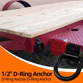 6PCS Heavy Duty 1/2" Trailer D Ring Tie Down Anchors for Trailer and Truck Bed,12000 Pound Breaking Strength(Black)