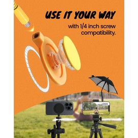 On The Grip 3 in 1 Magnetic Umbrella Sunshade Collapsible Expandable Phone Grip & Stand - Elegant Magsafe Compatible Phone Holder for Secure Grip and Hands-Free Viewing (Yellow)