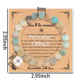 Going Away Gift for Coworker Colleague Natural Stone Bracelet for Women Mens Farewell Gifts for Coworker Best Friend Compass Bracelet for Colleague Coworkers Retirement Gift for Women Men Female Male