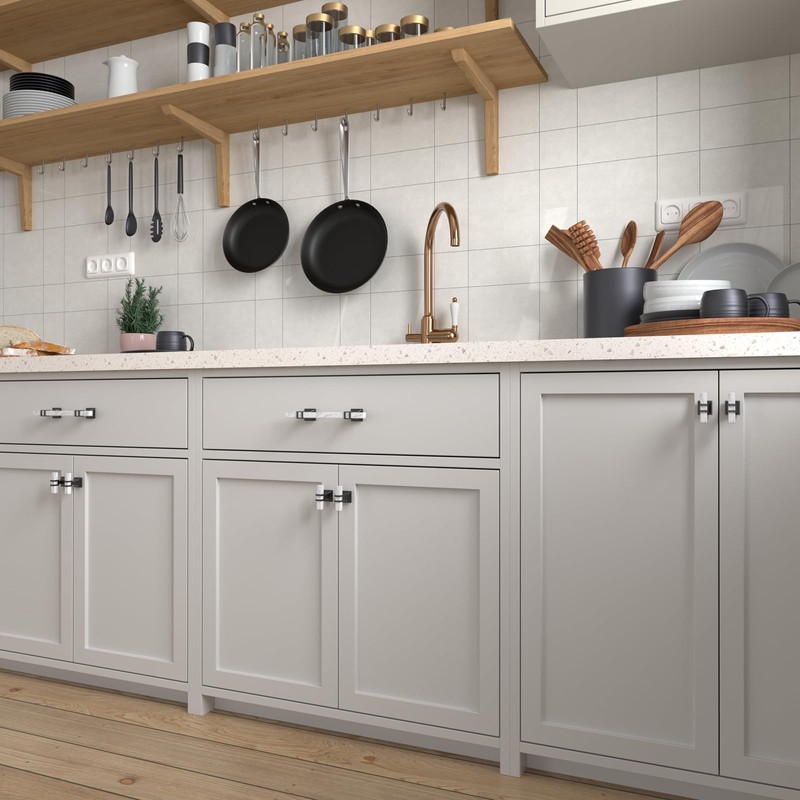 Rergy 10 Pack Black Cabinet Handles White Marble Cabinet Pulls