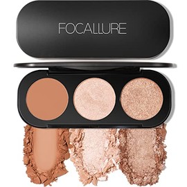 FOCALLURE Blush and Highlighter Palette,2 in 1 Makeup Powder Palette,Cruelty-Free Matte Blush,Shimmer Illuminator Highlighters for a Glowing Look,#02