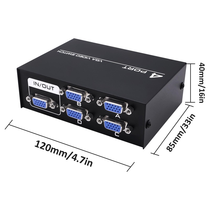 YARCHONN VGA Switch Box Adapter 4 in 1 Out VGA