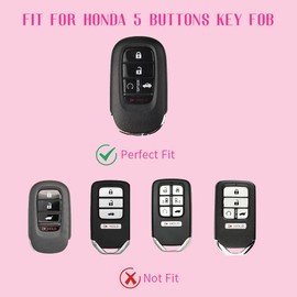 vehicleloong Key Fob Cover Case Shell Keychain for Honda Accord Civic CRV CR-V HRV HR-V Pilot 2022 2023 2024 2025 Sport SI EX EX-L Touring Accessories Accessory Bling Girly Women, Gold White, TPU