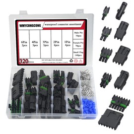 WMYCONGCONG 20 Kits Waterproof Electrical Wire Cable Connector Plug Kit 1/2/3/4/6 Pin Way Car Motorcycle Automotive Terminals Kit