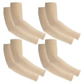 PATIKIL 8 Pairs Arm Sleeves, Sun Protection Arm Sleeve Shade Cooling Arm Sleeves for Sports Hiking Riding, Beige