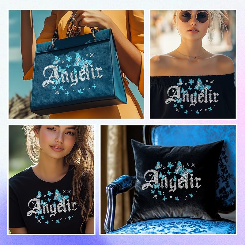 ANATTASOUL White Rhinestone Iron on Transfers Angelic and Butterfly Bling