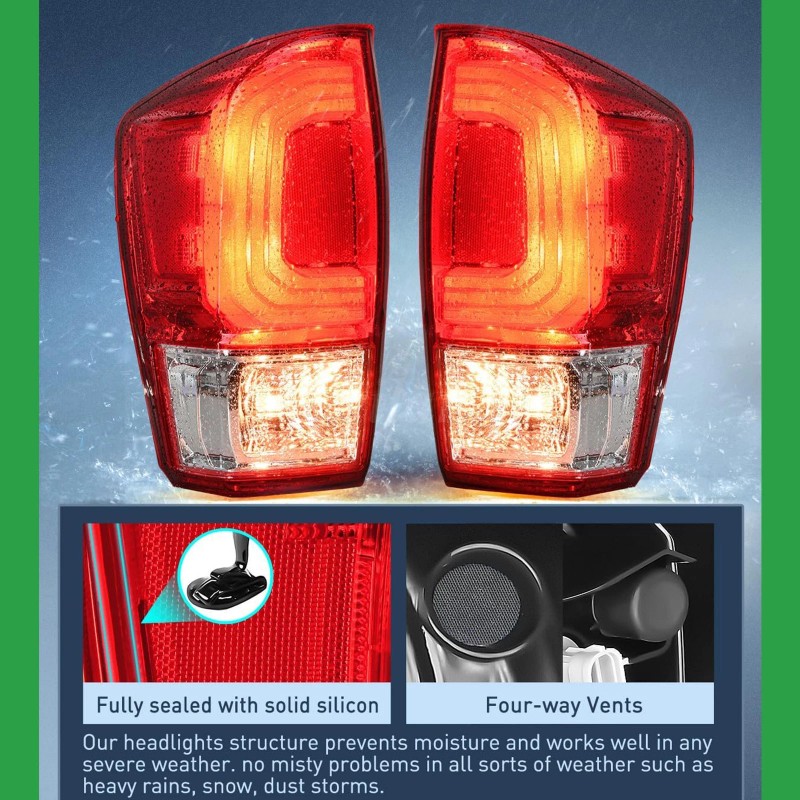 Left+Right Tail Lights Brake Lamps for 2016 2017 2018-2023 Toyota
