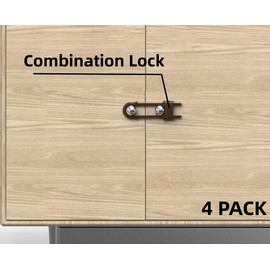 4 PACK Child Proof Sliding Cabinet Door Code Locks Baby Safety Cupboard Locks Adjustable U Shaped Cabinet Latches for Knob Handle Drawers Closet (4 PCS, Coffee)