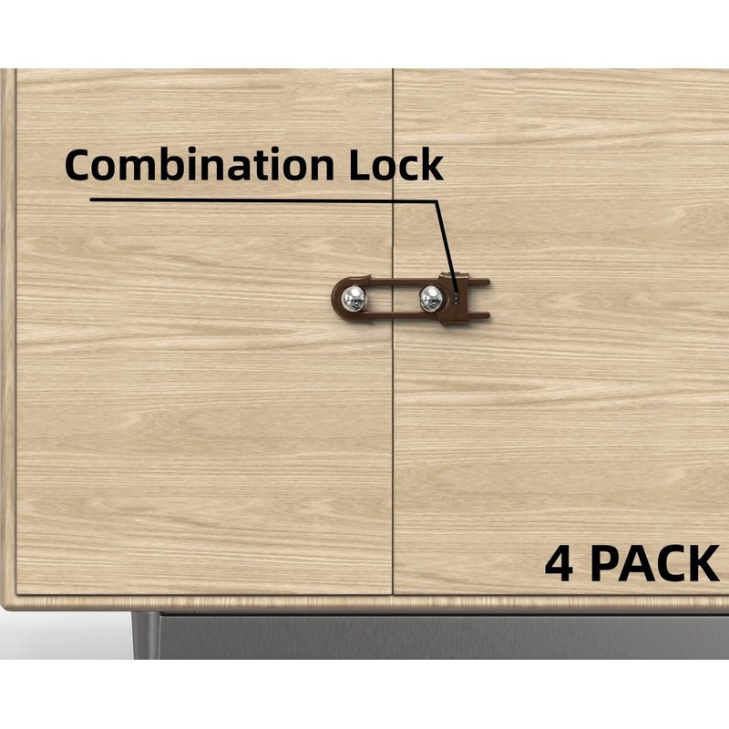 4 PACK Child Proof Sliding Cabinet Door Code Locks Baby