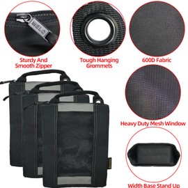 MELOTOUGH Zipper Tool Pouch Zipper Bag -Fastener Bag with Mesh Window and Hanging Grommets (3, Grey)