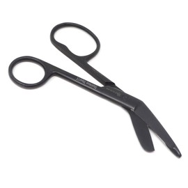 A2ZSCILAB One Large Ring Premium Lister Bandage Scissors All Black Fluoride Coated Color Stainless Steel (Black 4.5")