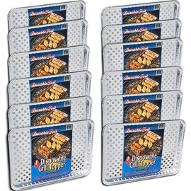 Durable Foil Disposable Aluminum BBQ Grill Topper Pan (Pack of 12)