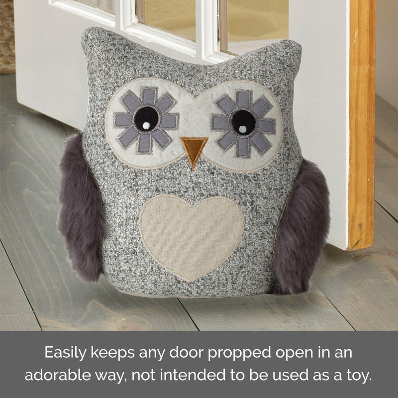 Elements Plush Weighted Fabric Owl Door Stopper, 7.48x3.94x9.25 Inch