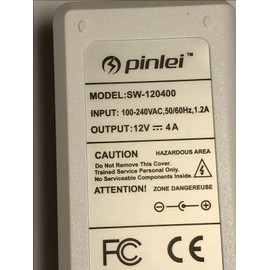 Replacement for White 12V 12.0V 4A 4000mA AC-DC Switching Adaptor Power Supply 5.5mm x 2.1mm PSU