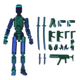 FoxVilla Assembly Completed T13 Action Figure, Titan 13 3D Printed Action Figure, Lucky 13 Action Figure, Assembled Dummy 13 Action Figure(GreenBlue)