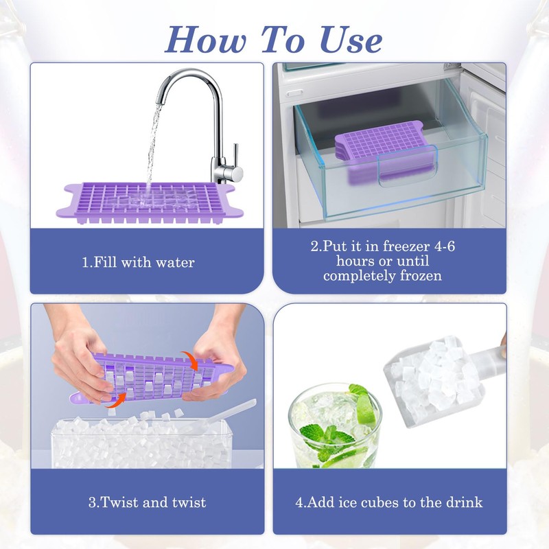 Mini Ice Cube Tray for Freezer: GGUW Nugget Ice Cube