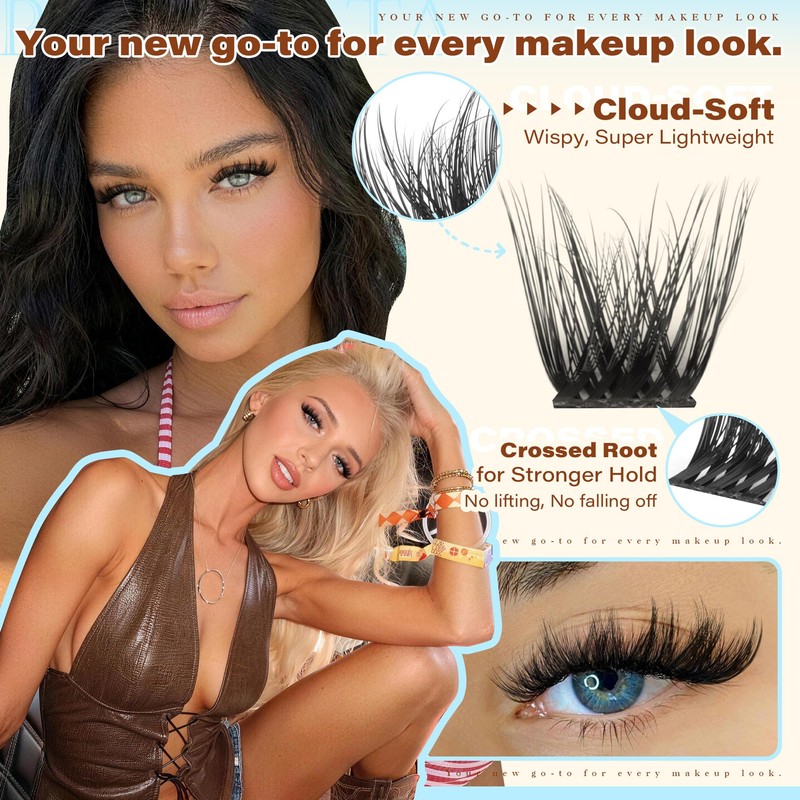 12-14-16mm Fluffy Lash Clusters Wispy Eyelash Clusters for Volume