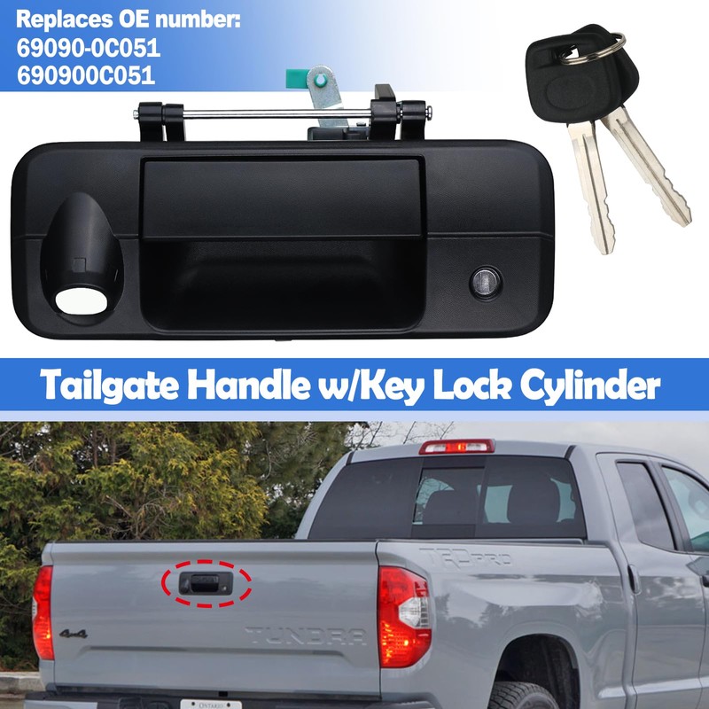 Osompar Tailgate Handle with Rear Camera Hole Key Lock Cylinder