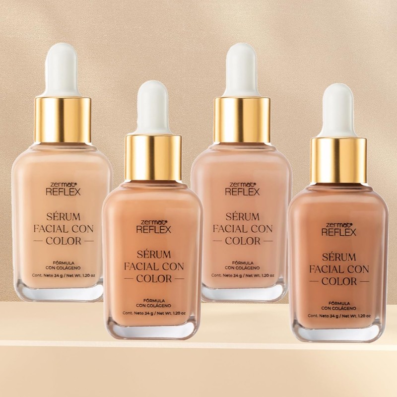 Serúm Facial con Color y Colágeno, Color Nuez Fórmula con