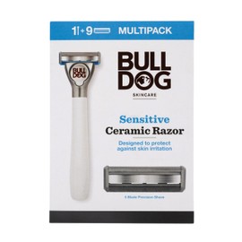BULLDOG Skincare - Sensitive Ceramic Razor Multipack | Smooth Glide Razor Handle + 9 Blade Refills | for Men