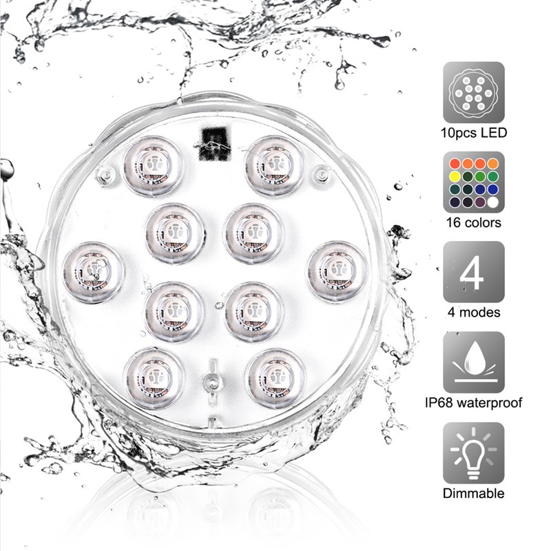 Submersible LED Lights RGB Waterproof IP65 Underwater Lamps with Remote