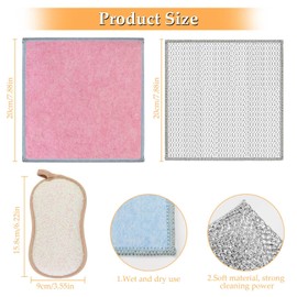 FOWSRHRG 22Pcs Wire Dishwashing Rags for Wet and Dry, Reusable Quick Clean Non-Scratch Wire Dishcloth for Kitchen, Multipurpose Wire Cleaning Cloths Set Includes Clips and Hook