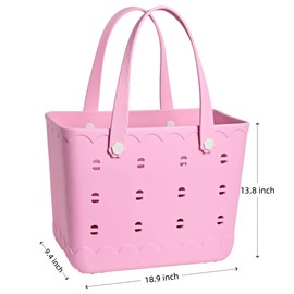 GDEVCV Waterproof Tote Bag for Beach, Pool, Boat.Lightweight Waterproof Washable Durable All Purpose Outdoor Tote Bag. (pink, Medium)