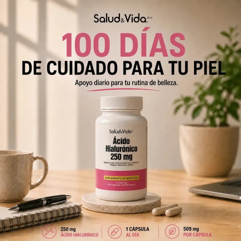 Ácido Hialurónico 250mg | Con Vitamina C, Colágeno y Biotina
