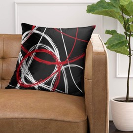 Accrocn Throw Pillow Covers Red and Black Abstract Cushion Decorative Pillowcases Polyester 16 x 16 Inch Square Pillowcase Hidden Zipper