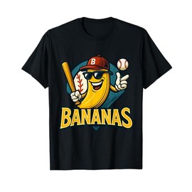Funny Bananas Baseball Team Mascot Cartoon Fruit Sports Fan T-Shirt