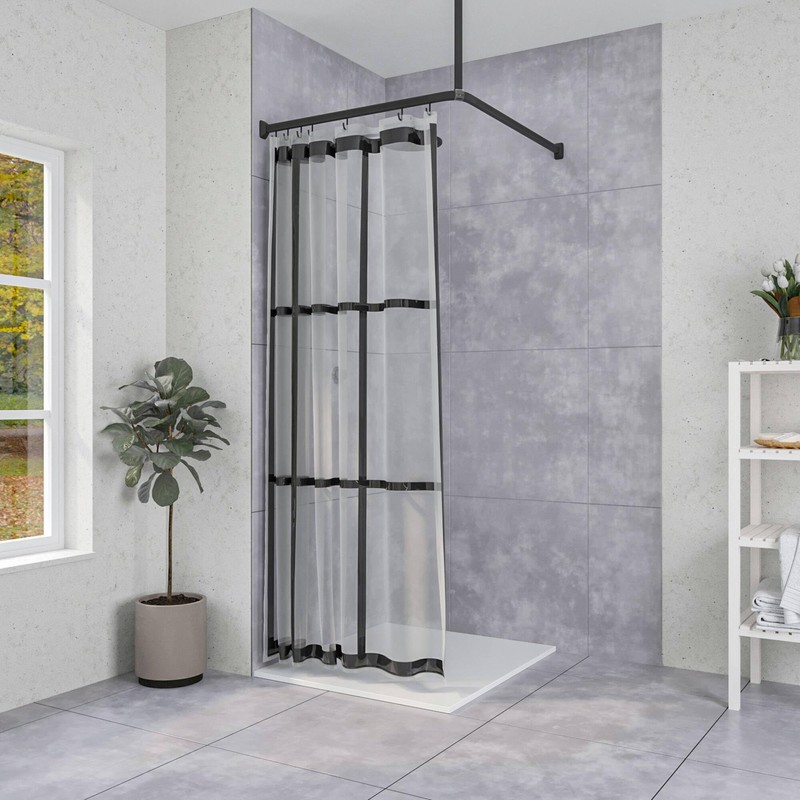 Sealskin Brix Shower Curtain PEVA PVC Free Waterproof Bath Shower