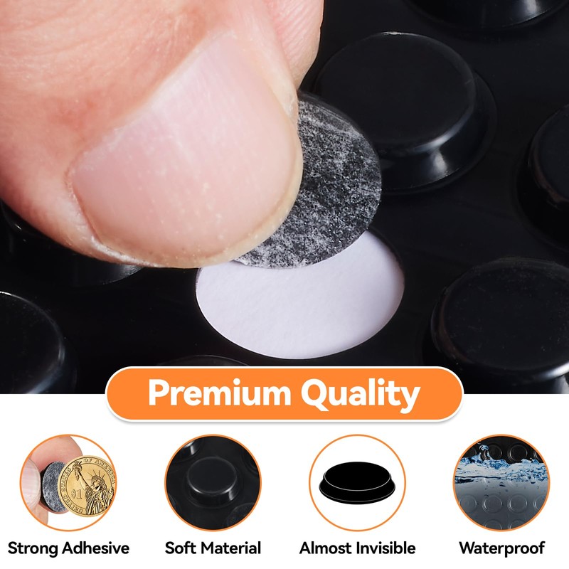 Adhesive Rubber Feet 122PCS - Black Bumpers Self-Stick Small Sticky