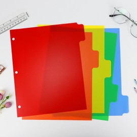 Koqye A4 5 Tab Plastic Dividers with 3 Holes, 3 Ring Binder Dividers with 5 Color Tabs for Notebooks and 3 Ring Binders (5 Set, 25 Dividers)