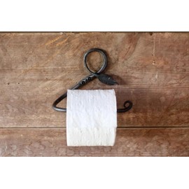 Black Rustic Toilet Paper Holder| Wall Mount, Iron & Decorative with Leaf Detail | Made in USA | by WICKS FORGE