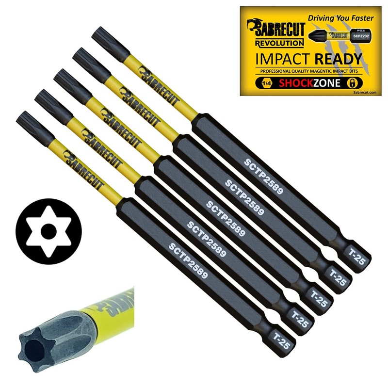 5 x SabreCut SCTP2589_5 89mm T25 TX25 Torx Tamper Proof