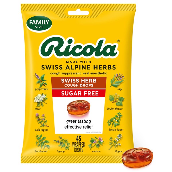 Ricola Sugar Free Original Swiss Herb Cough Drops - 45 Count Bag