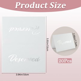 CREATCABIN 20Pcs Reserved Sign Paper Silver Table Signs Bulk 3.94" x 5.91" Rectangle Double Sided Restaurant Dinner Seating Reception Reserving Sign for Business Meeting Wedding Party Cards Supplies
