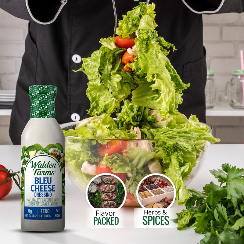 Walden Farms Bleu Cheese Dressing - Calorie-Free, Gluten-Free, Low Carb,