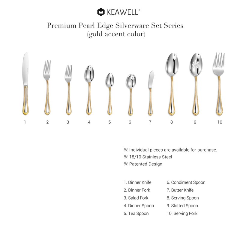 KEAWELL Pearl Edge 4-Piece Premium Spoon Set, 18/10 Stainless Steel,