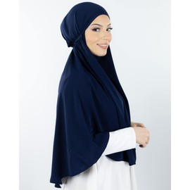 Lamis Hijab Khimar hijab to wrap Malaysian skin jilbab for muslim woman voile KH100 (Navy Blue)