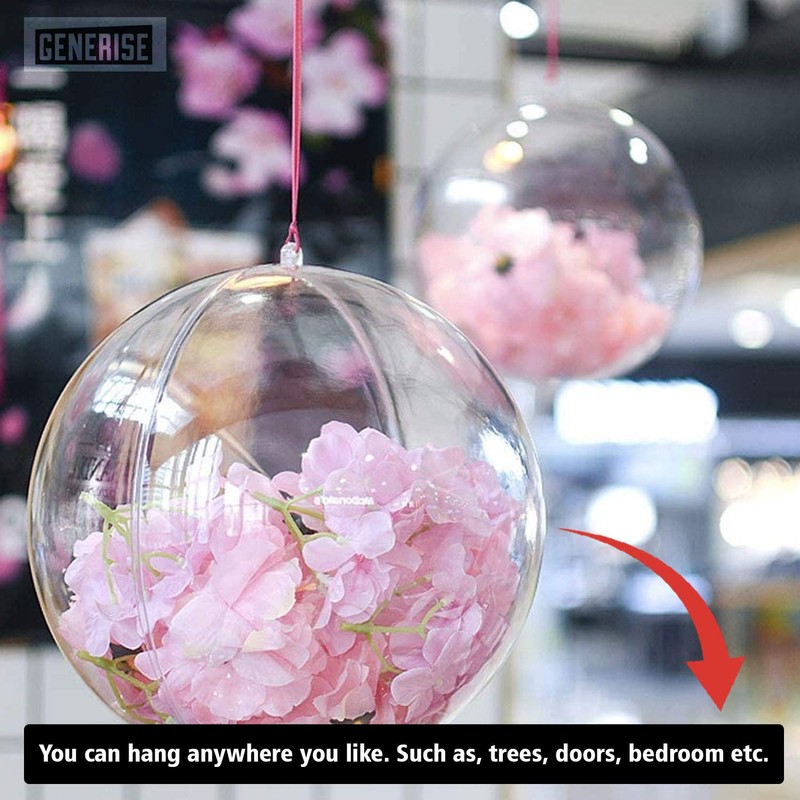 Clear Baubles to Fill x12 Transparent Plastic Fillable Christmas Baubles