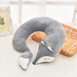 Maibar Travel Pillow Cartoon Animal Fox Neck Pillow Neck Pillow Aeroplane Lightweight Adult U-Shaped Pillow Aeroplane Car Train (Grey)
