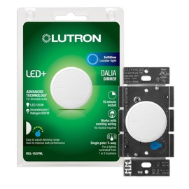 Lutron Dalia LED+ Rotary Dimmer Switch, with Soft Glow Locator Light, 150W LED, Single-Pole/3-Way, No Neutral Required, RCL-153PNL-WH, White