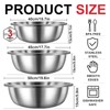 Domensi Set of 3 Extra Large Stainless Steel Mixing Bowls