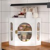 TQQDCI Corner Bread Box for Kitchen Countertop, Large Wooden Bread