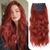 Clip in Hair Extensions 4PCS 20 Inch Copper Red Synthetic